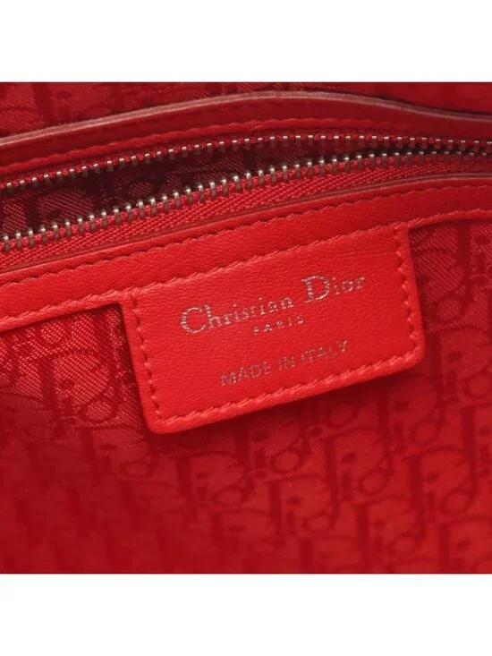 Dior Handbag Lady Large Cannage Red Leather 2-Way - Picture 4 of 9